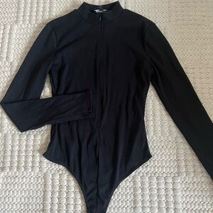 Fashion Nova Black Ribbed Bodysuit